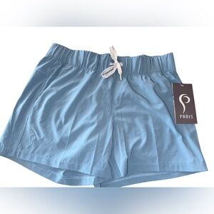 Blue Athletic Shorts with Elastic Waistband